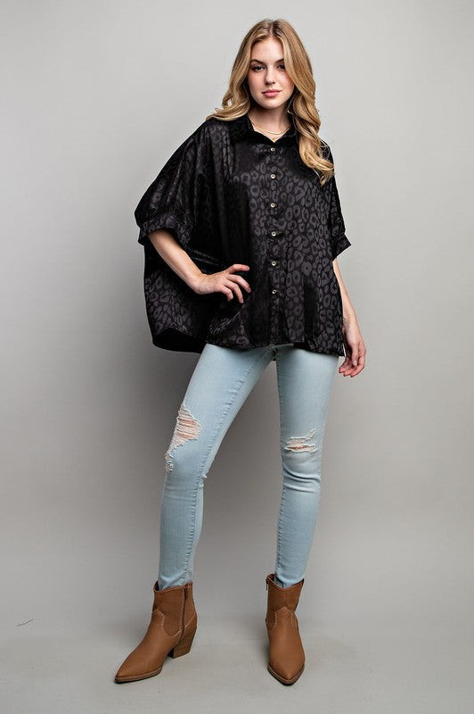 Sweet Generis Light Satin Print Button Down Shirt