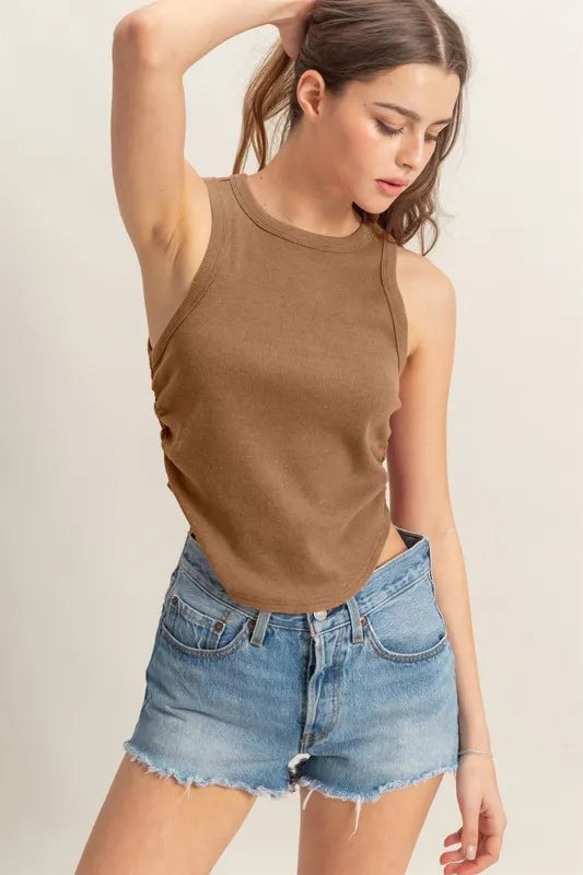 HYFVE Mineral Wash Rib Knit Tank in Mocha