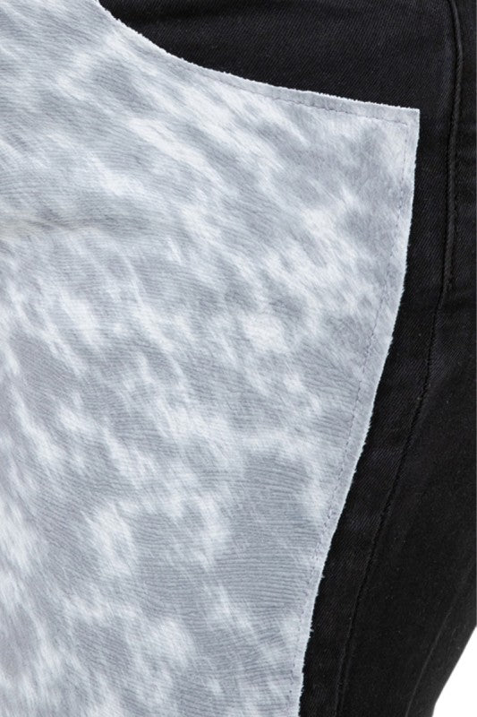 GJG Denim Rodeo Bell Bottom Jean Gray Horse Belly Hide