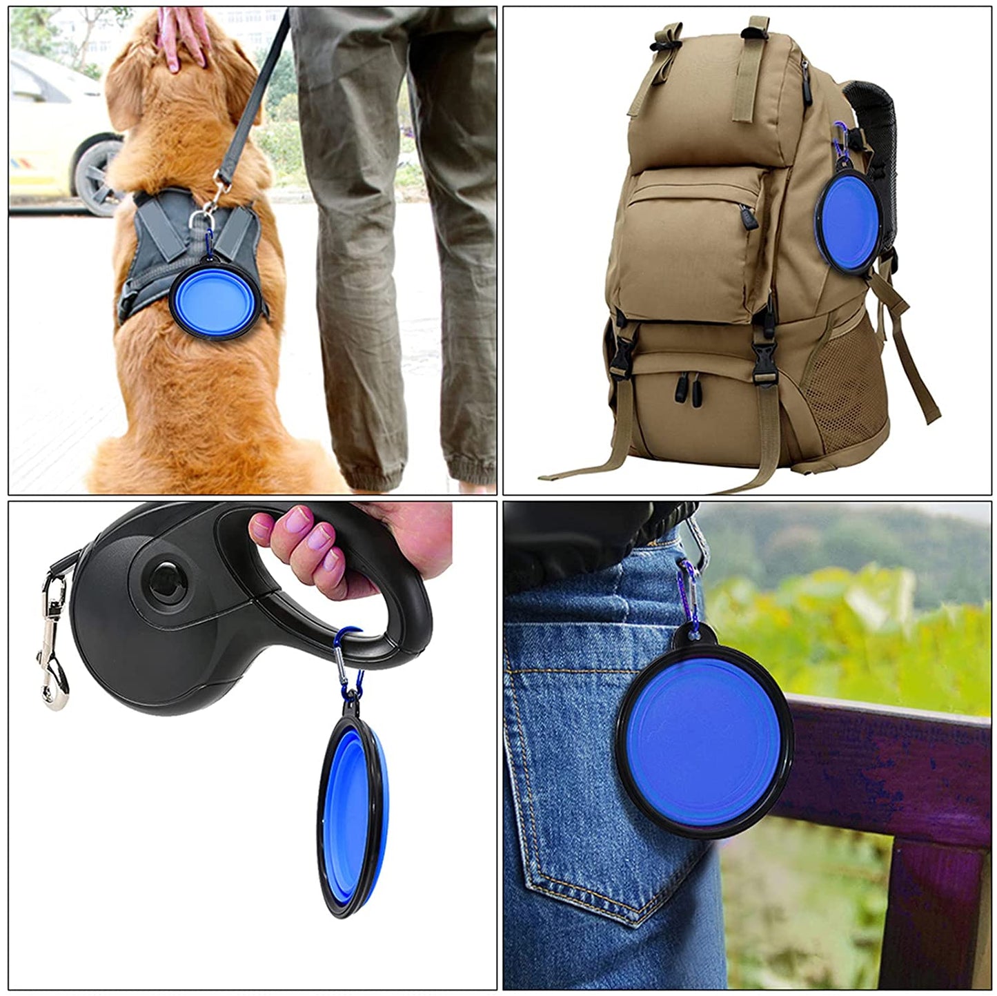 5" Portable and Foldable Small Dog Bowl-Blue (set of 5)
