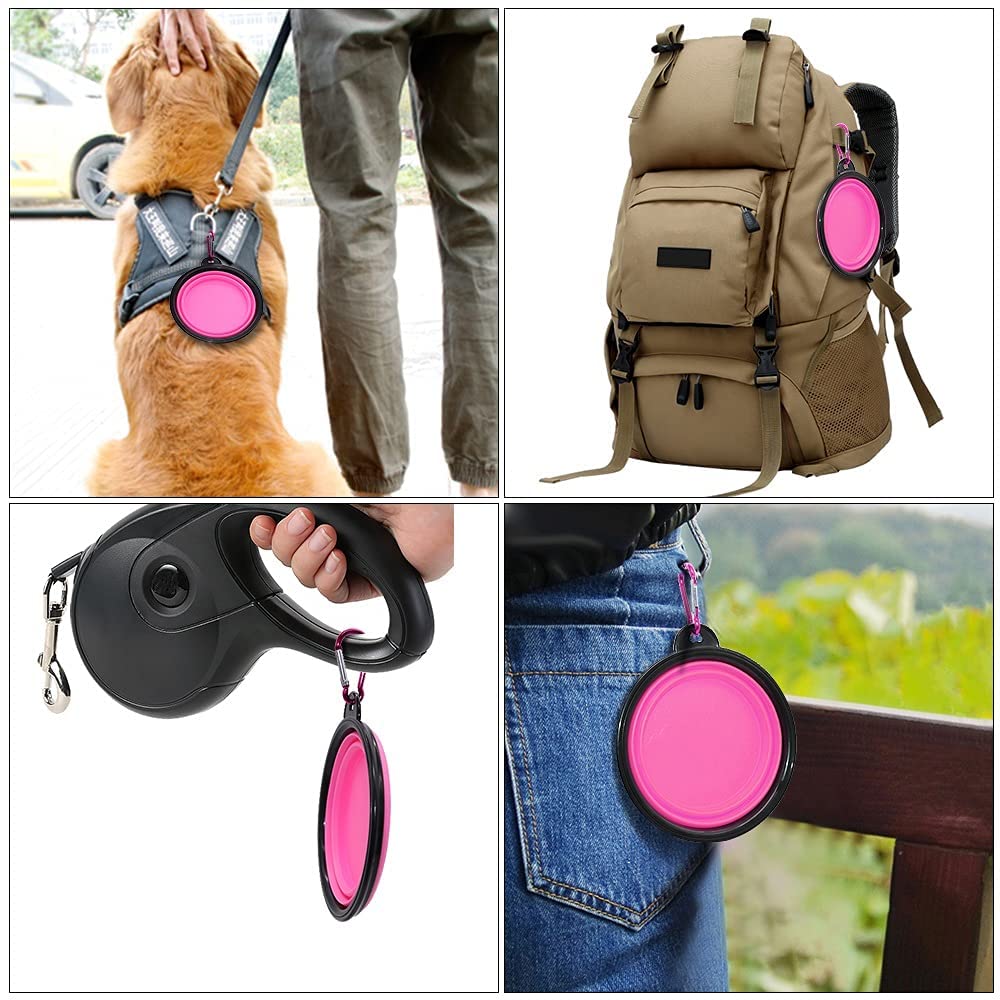5" Portable and Foldable Small Dog Bowl-Pink set of 5