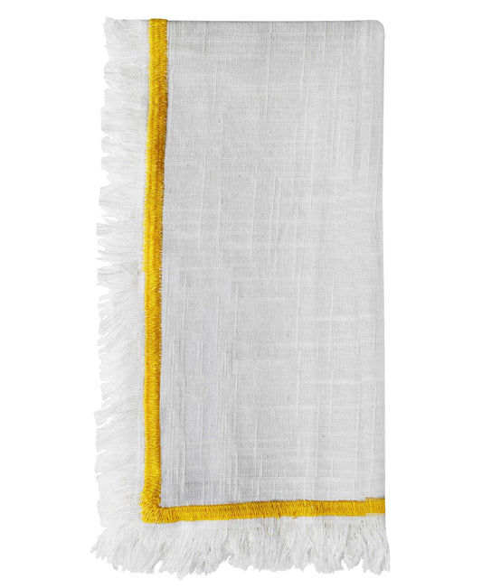 Table Cloth Napkins Set of 4 with Yellow Embroidery