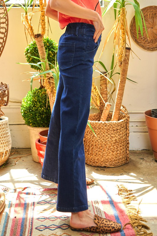 Jade By Jane High Waist Button Wide Leg Jeans