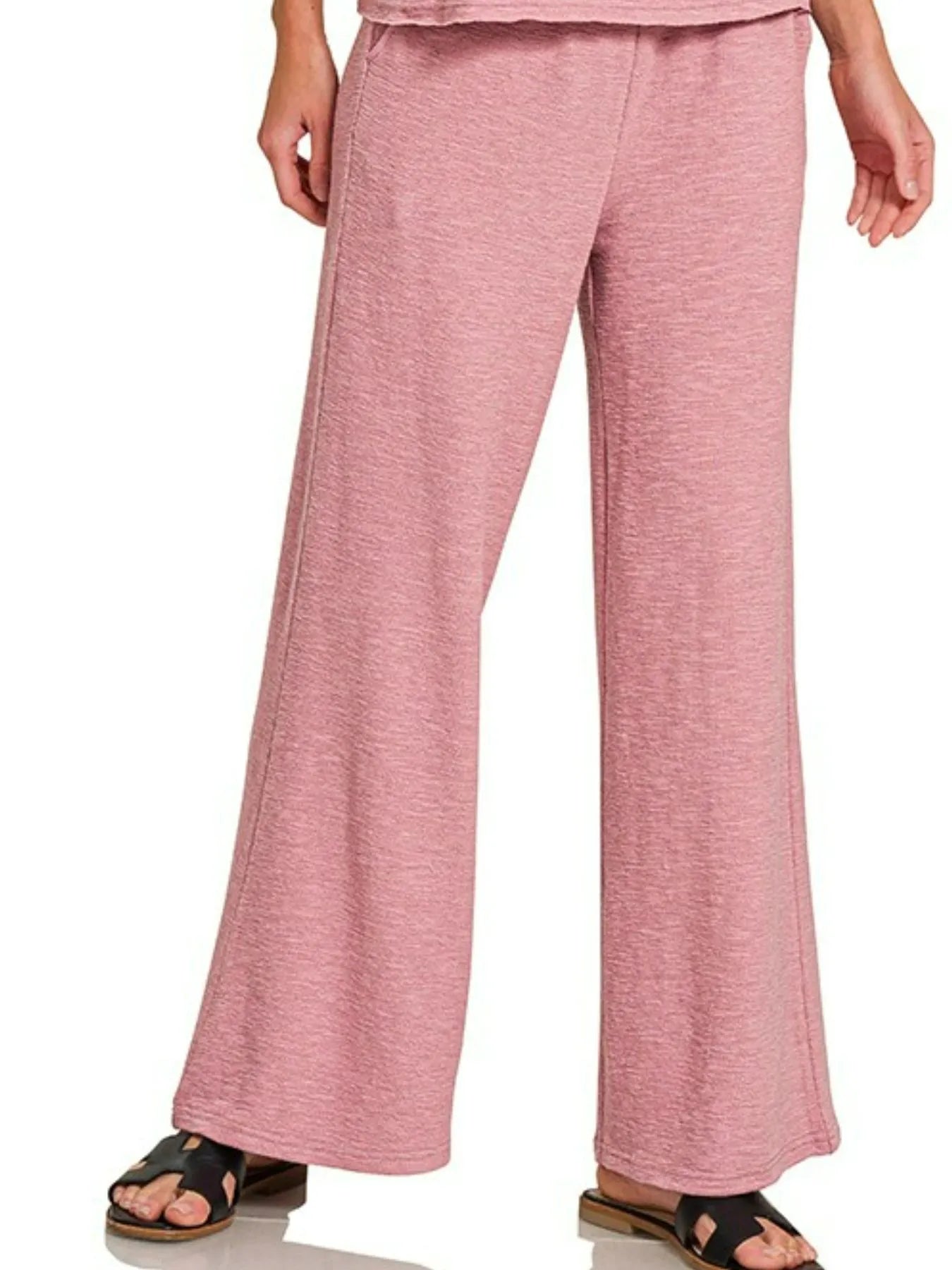 Zenana Cotton Slub Tank and Pants Set in Rose