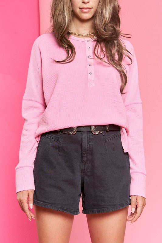 Jade by Jane | Button Down Side Slit Pullover Top