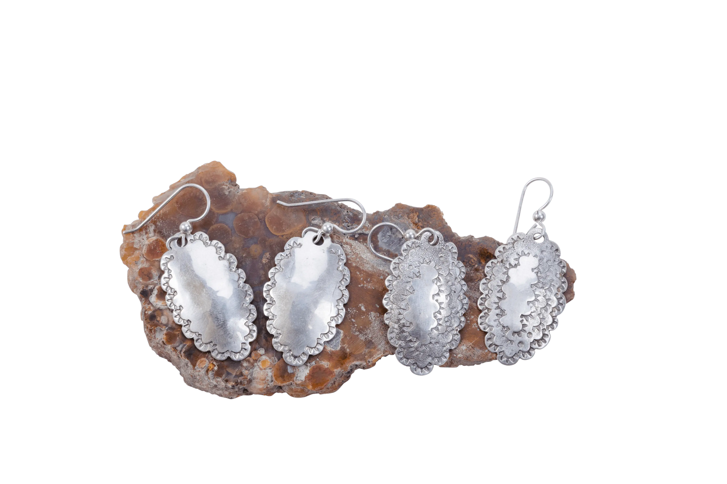 Big Bend Hand Hammered Silver Earrings - Roosevelt Dime
