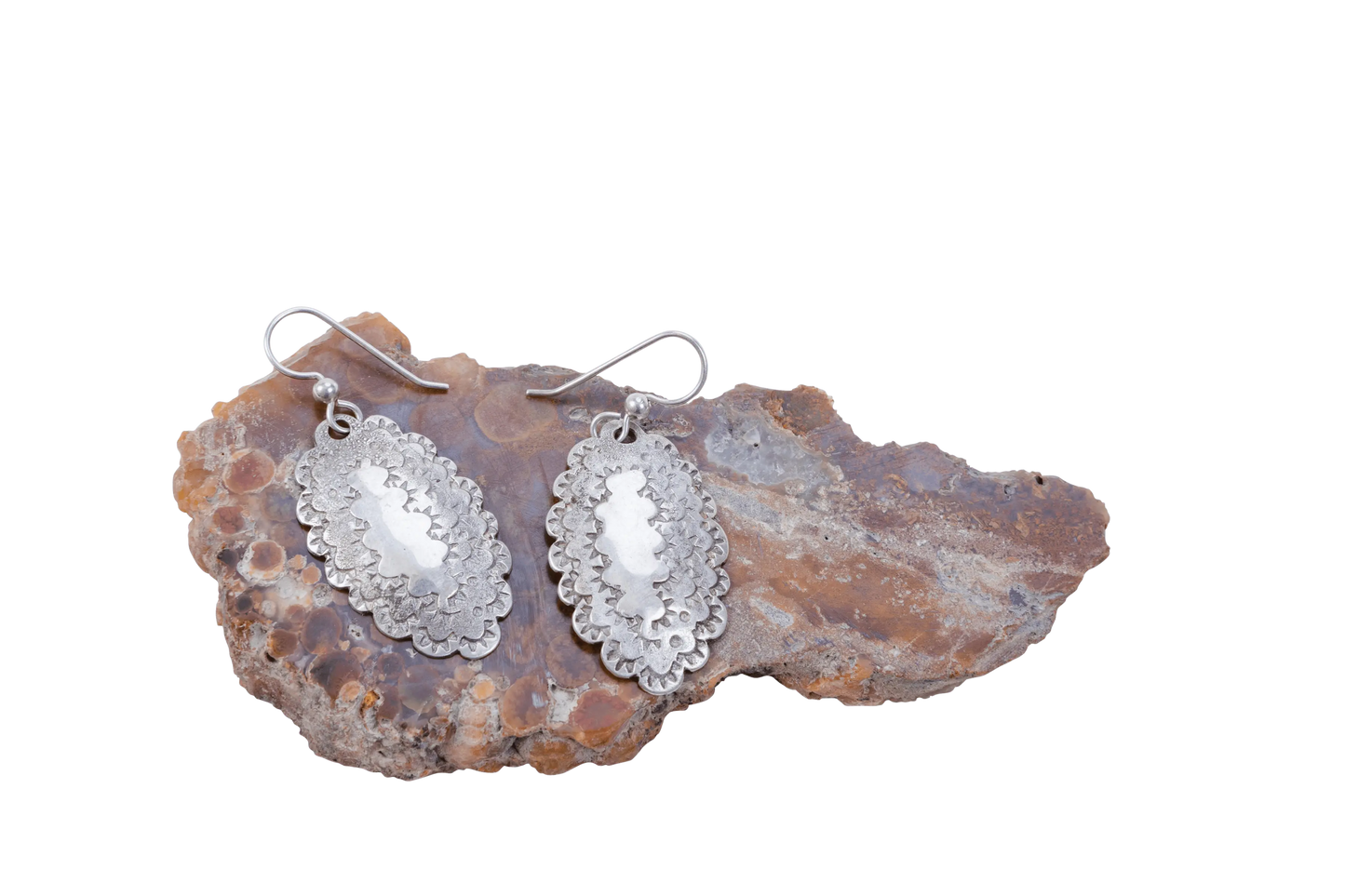 Big Bend Hand Hammered Silver Earrings - Roosevelt Dime