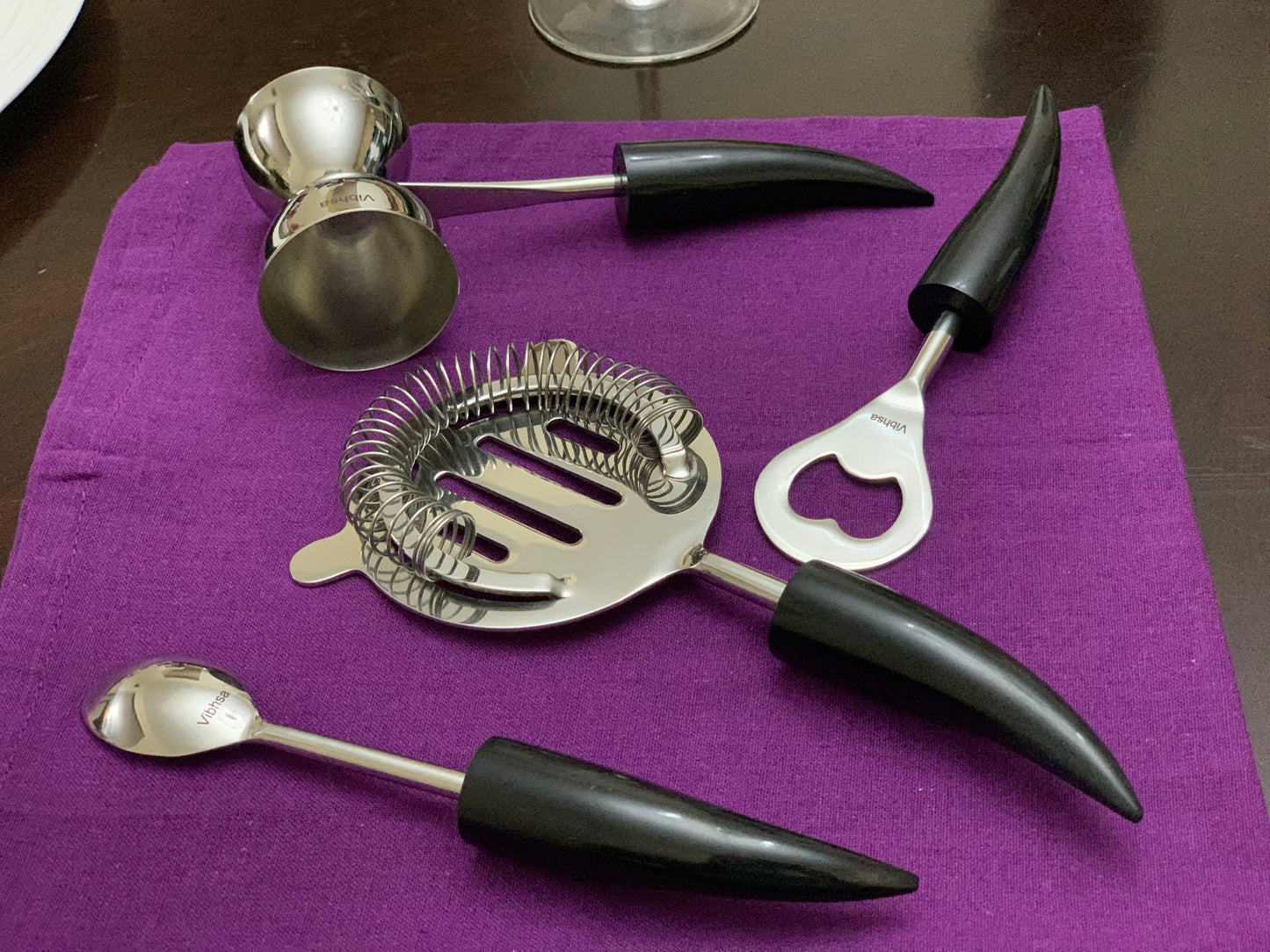 Vibhsa Bar Tools & Bartending Kit set of 4 for Home Bar (Black)