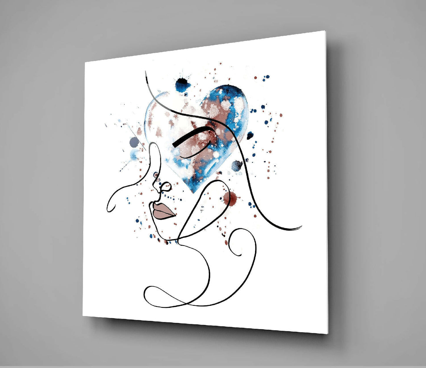 Face of Lines Glass Wall Art