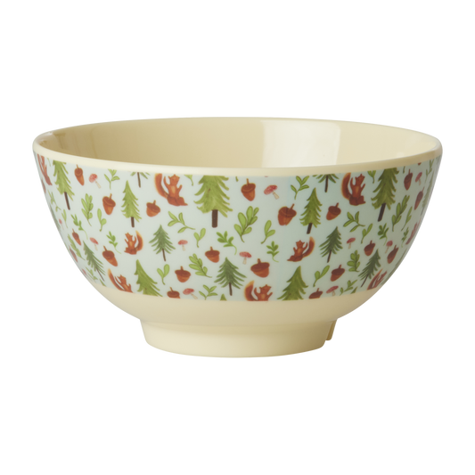 Medium Melamine Bowl - Blue Happy Forest Print