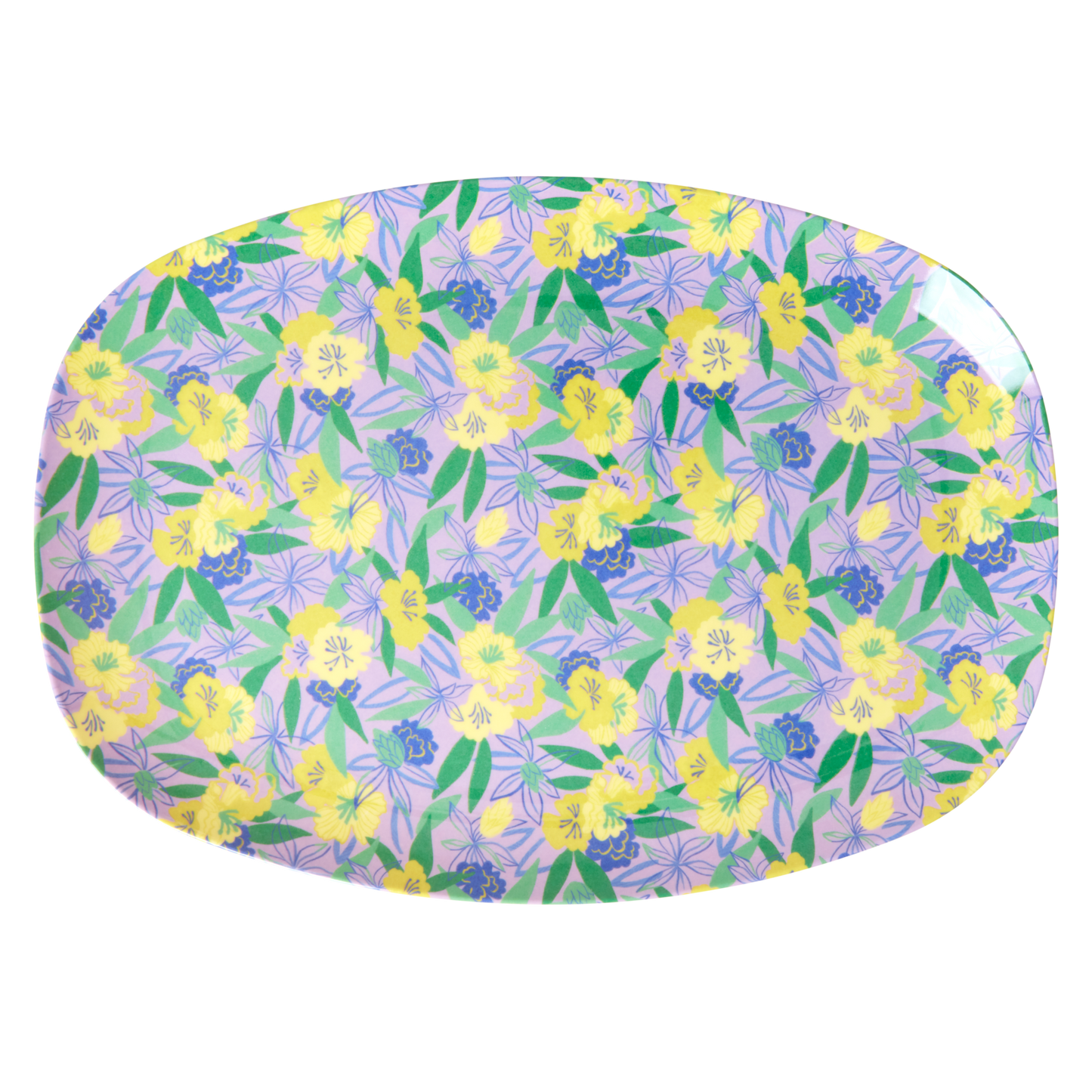 Medium Melamine Rectangular Plate - Purple - Fancy Pansy Prints