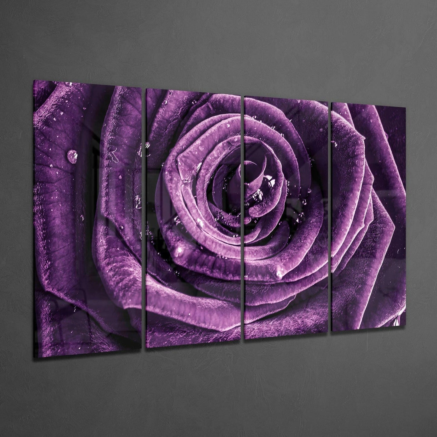 Purple Rose 4 Pieces Mega Glass Wall Art (59"x36")