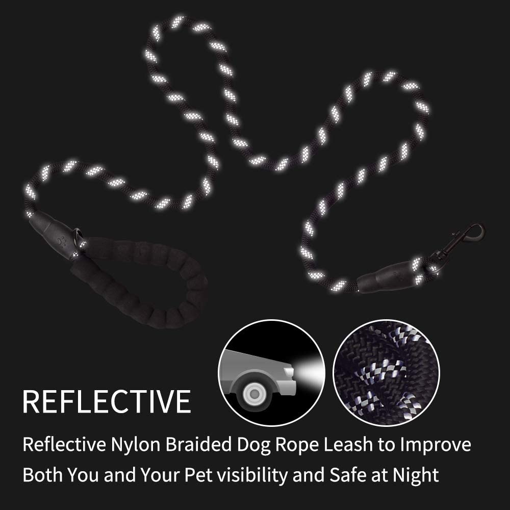 6 FT Dog Leash for Large and Medium Dogs-Black Set of 5