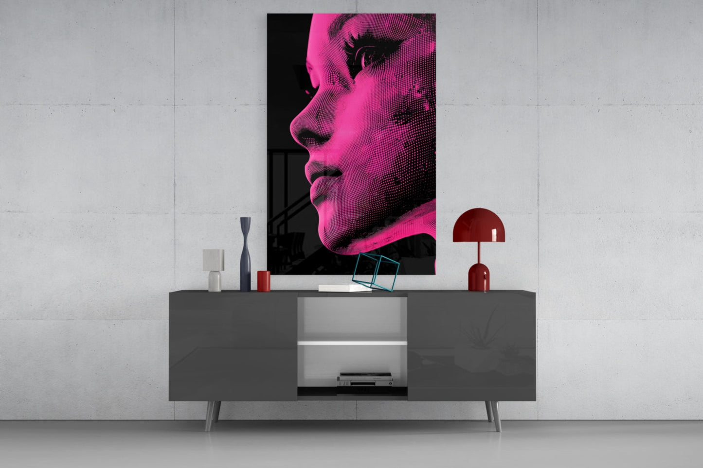 Pink with Dots Glass Wall Art || Designer Collection