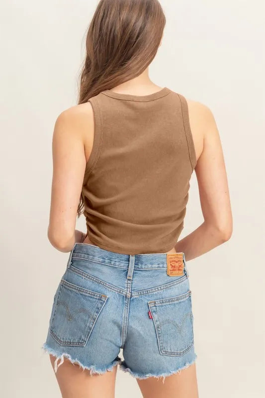 HYFVE Mineral Wash Rib Knit Tank in Mocha