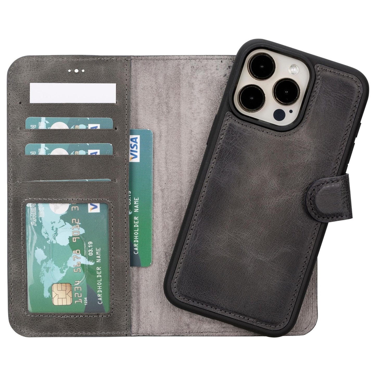 Magic iPhone 15 Pro Max Detachable Leather Wallet Case