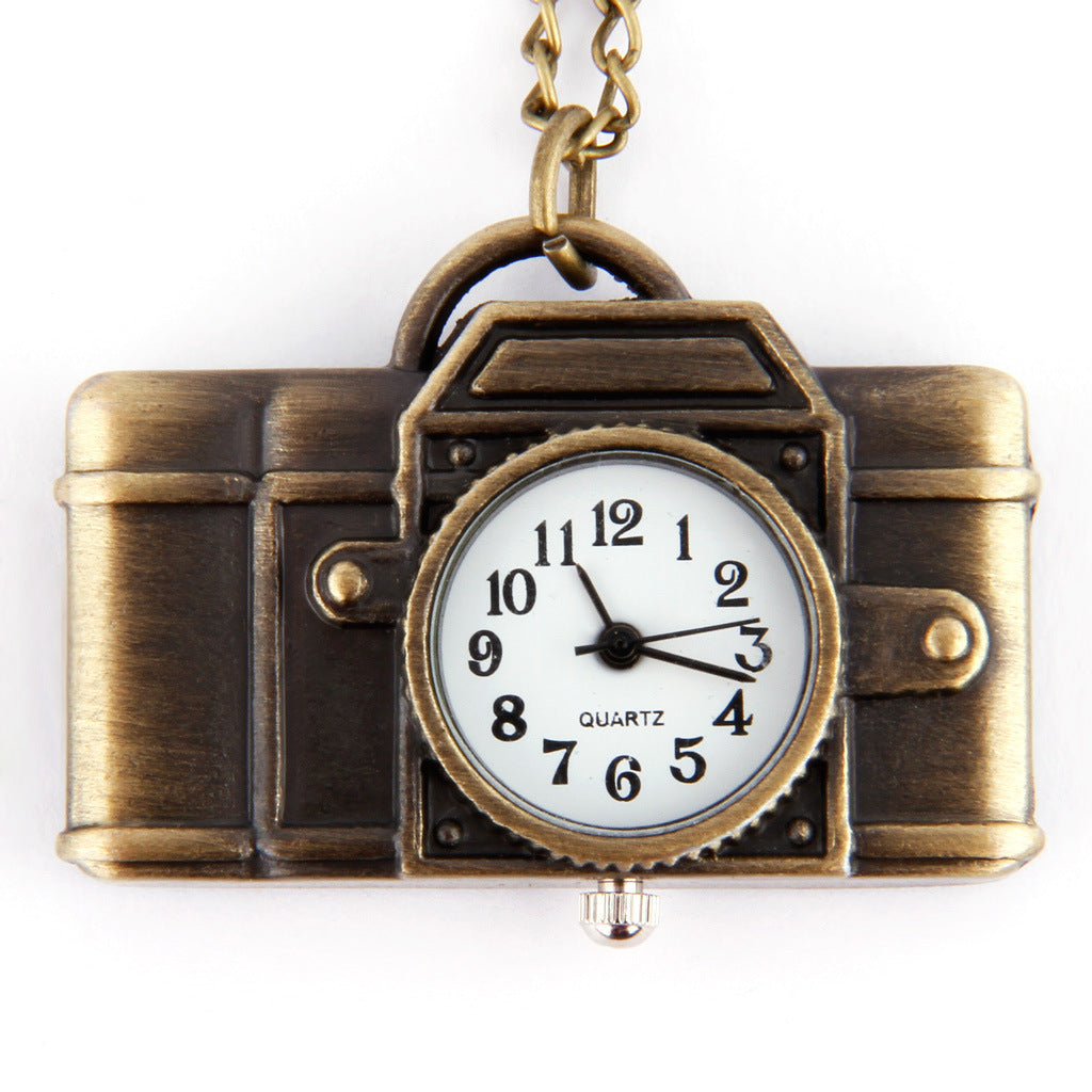Vintage Small Camera Pocket Watch Necklace