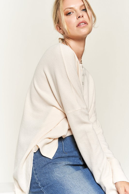 Jade by Jane | Button Down Side Slit Pullover Top