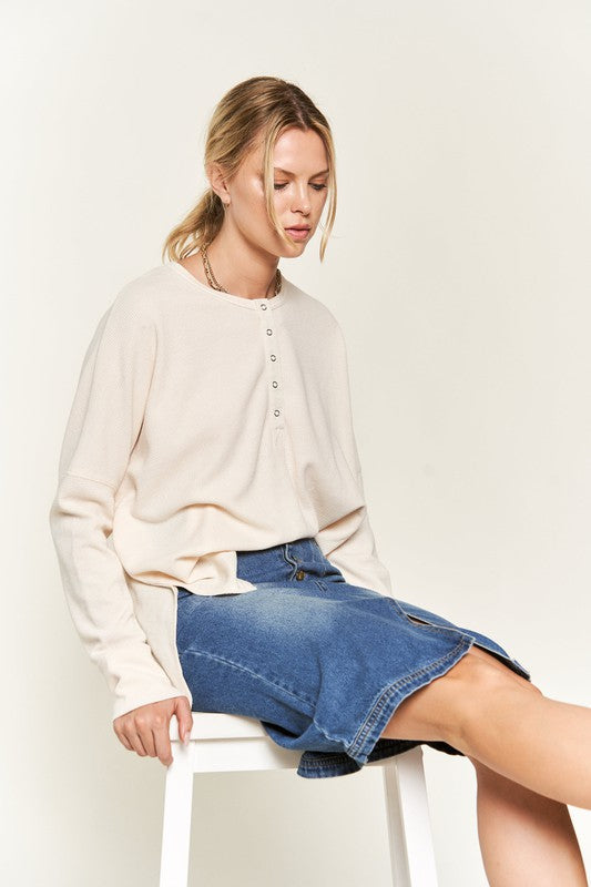 Jade by Jane | Button Down Side Slit Pullover Top