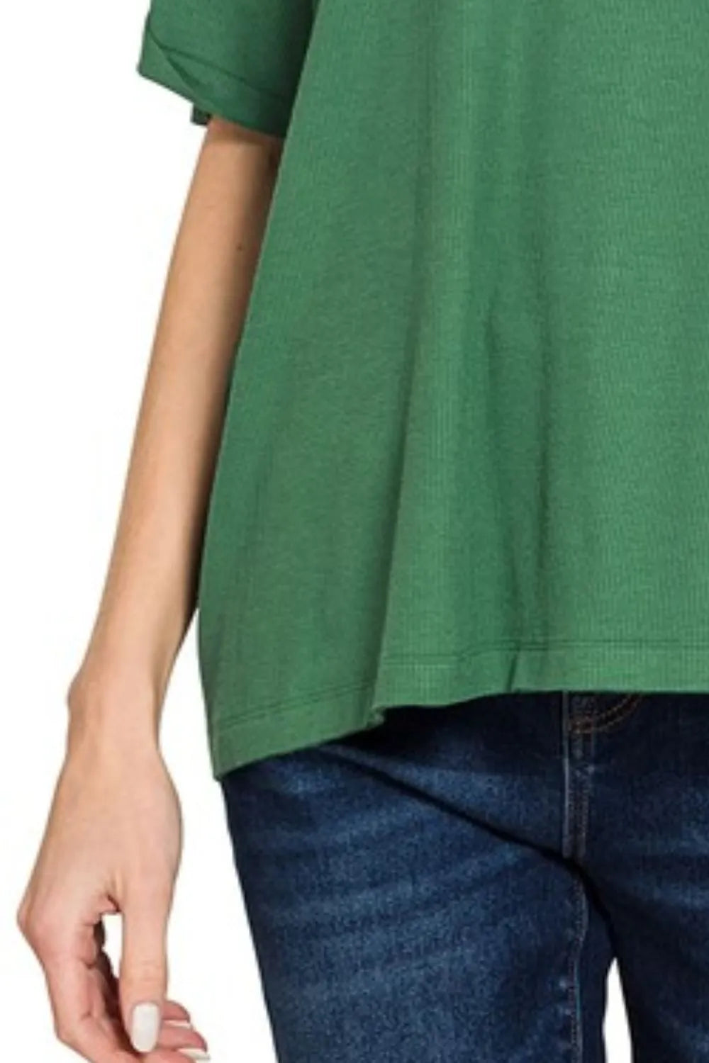 Zenana Oversized Ribbed Round Neck Short Sleeve Tee in Green
