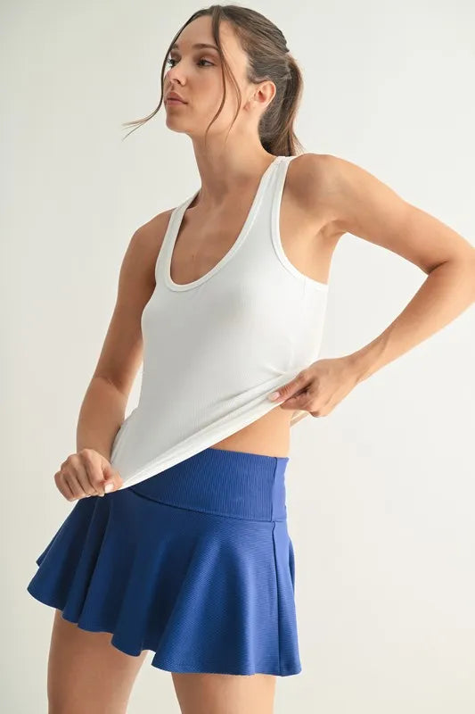 MONO B Slim Fit Scoop Neck Tank in White