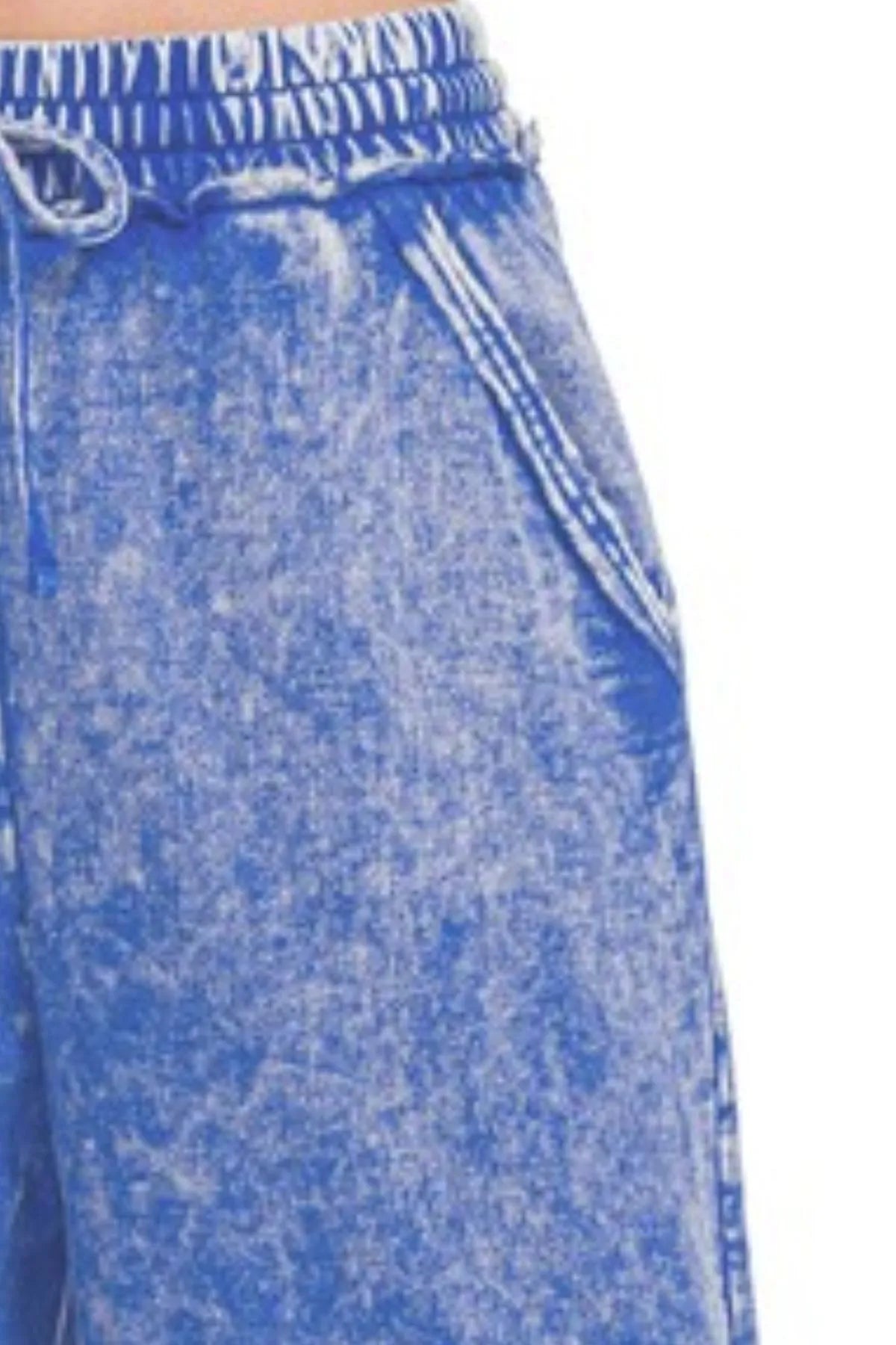 Zenana Washed French Terry Palazzo With Pockets in Blue
