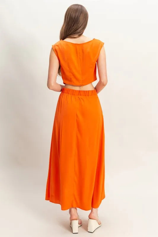 HYFVE Sleeveless Top and Maxi Skirt Set in Orange