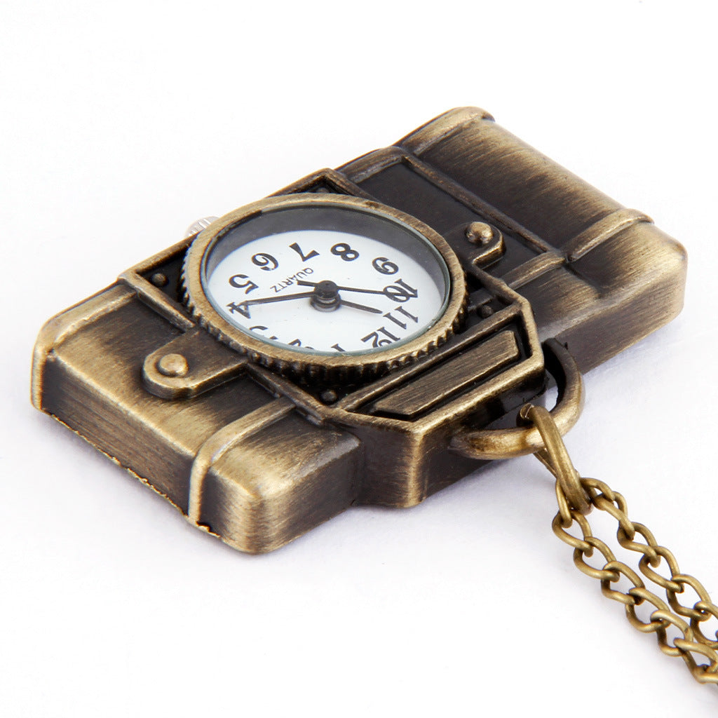 Vintage Small Camera Pocket Watch Necklace