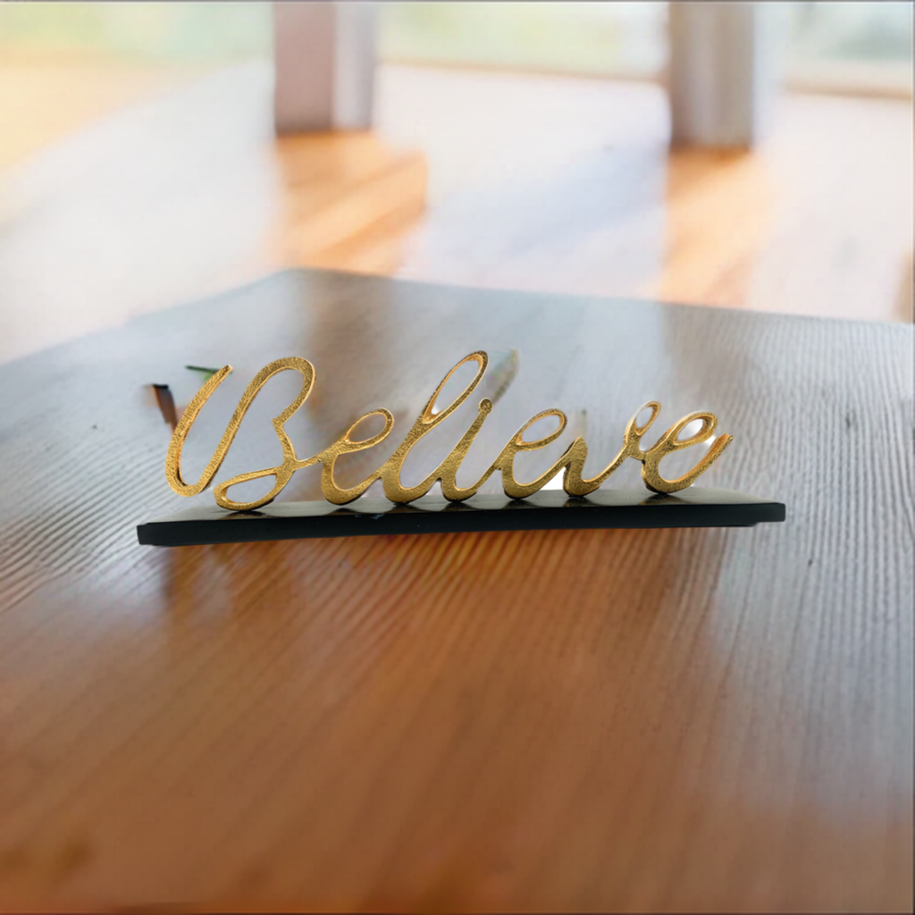 Believe Decorative Home Accent (12.5", Rustic Golden)