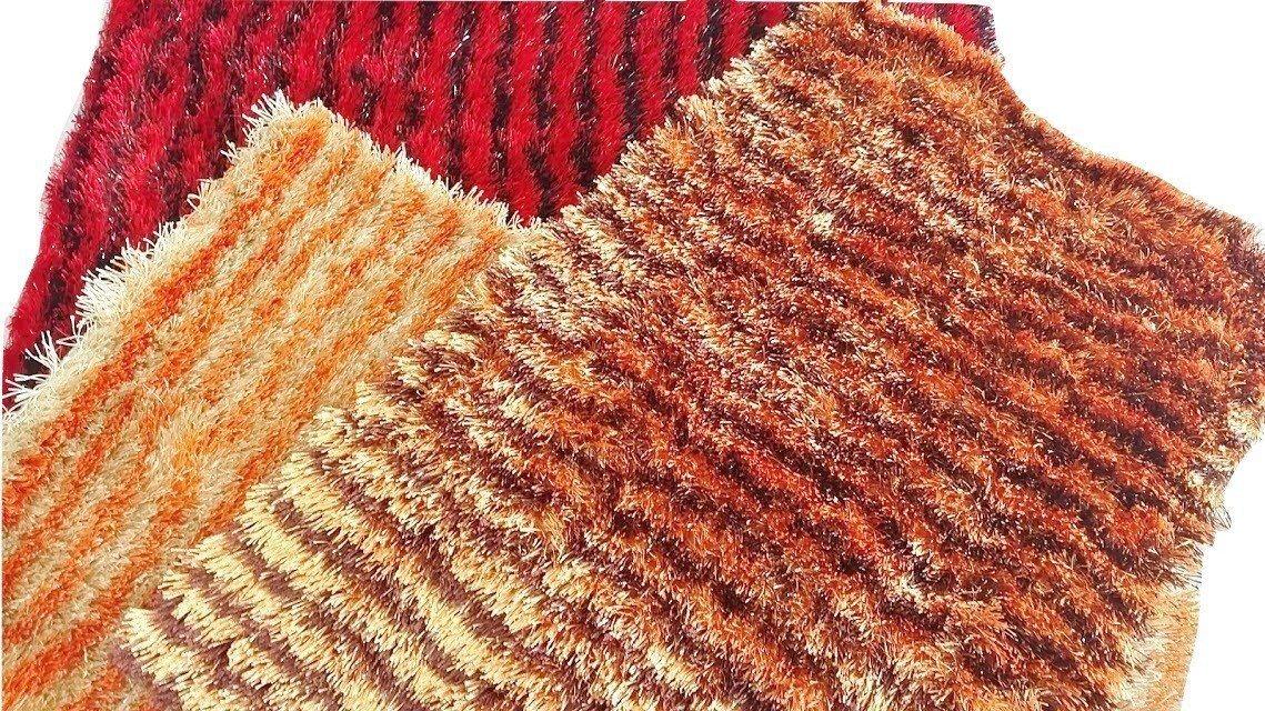 DaDa Bedding Shaggy Soft Rectangle Door Mat Bath Carpet Rug - 20" x 32", Striped Red & Black