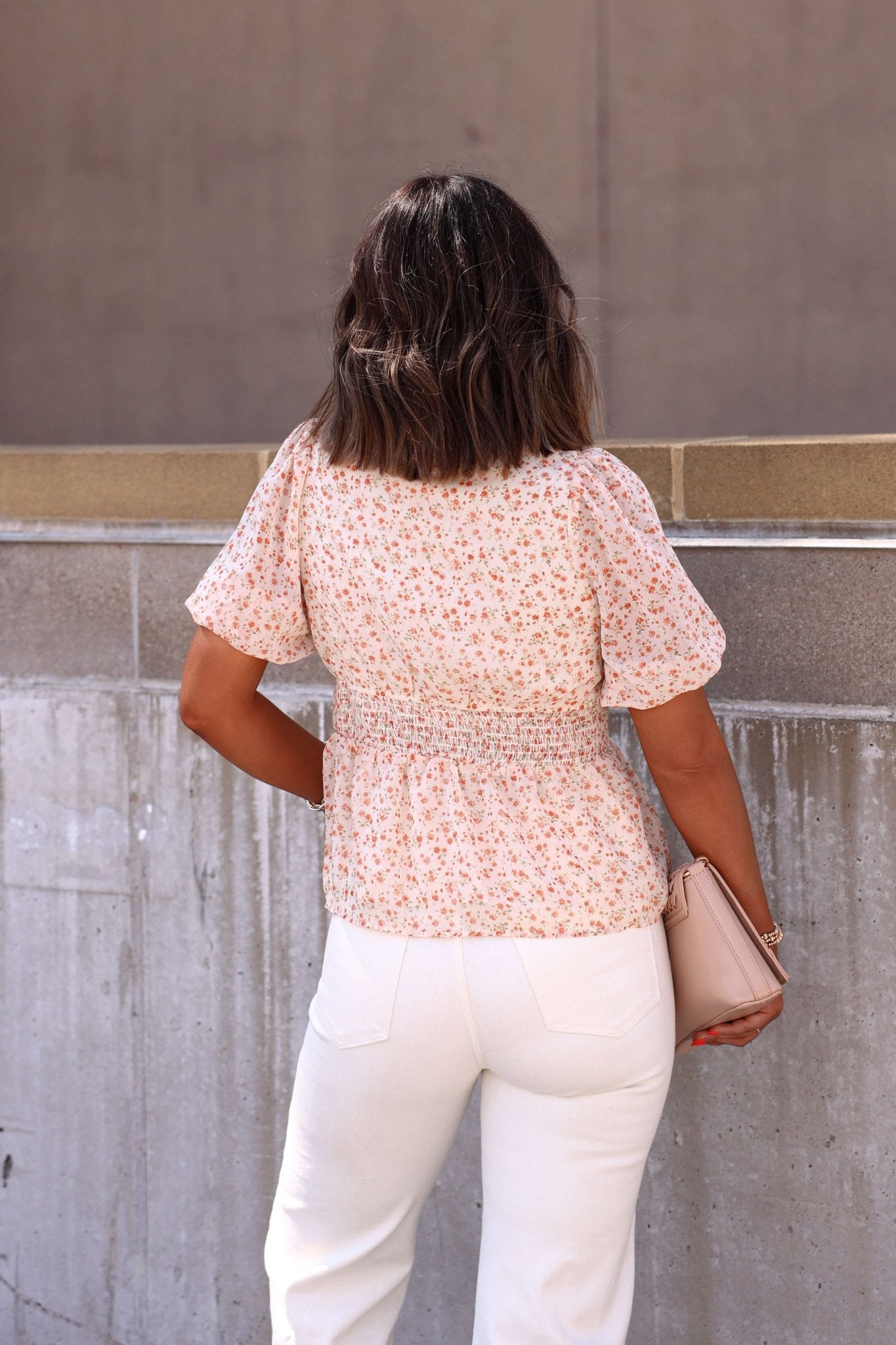 Summer Stroll Beige Print Puff Sleeve Blouse - FINAL SALE