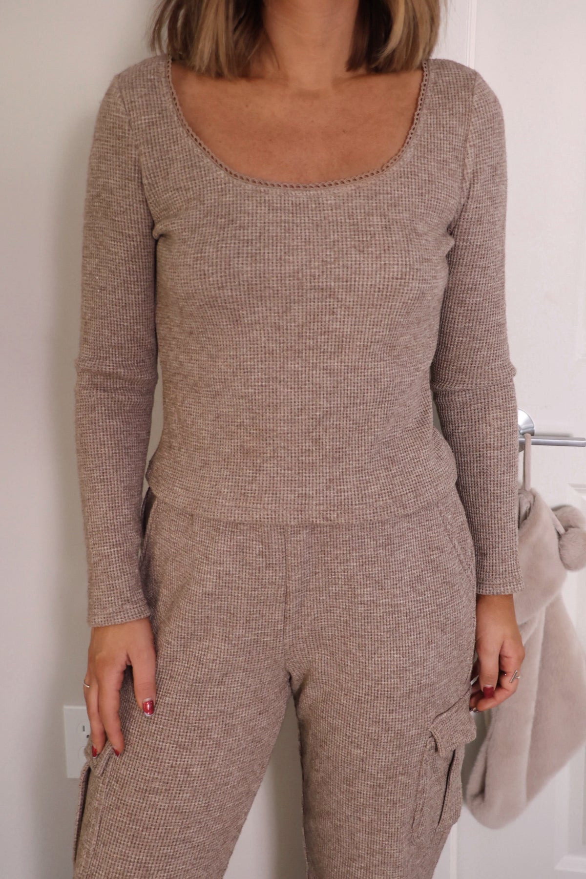 Tan Scoop Neck Lounge Top - FINAL SALE