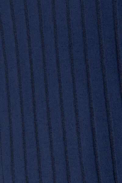 Women Full Size Ribbed Round Neck Long Sleeve Slit Knit Top - Blue, Black, Navy, Red, Green