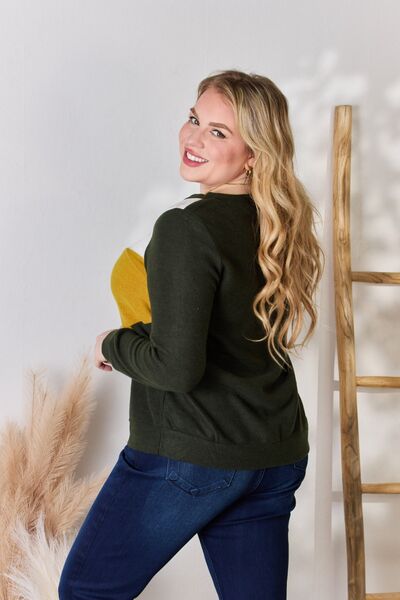 Hailey & Co Full Size Colorblock V-Neck Blouse