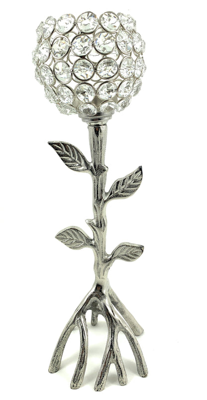 Silver Tree Hurricane Candle Holder