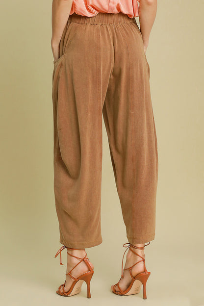 Umgee Elastic Waist Baggy Fit Pants with Pockets