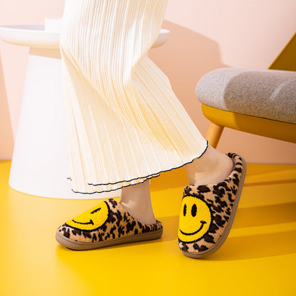 Melody Smiley Face Leopard Slippers