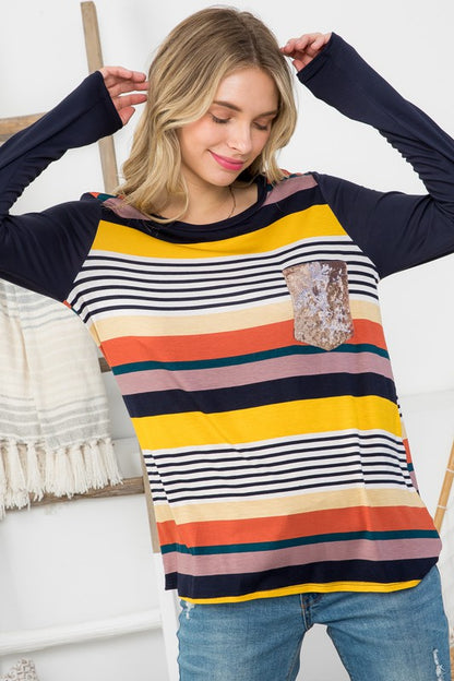 SOLID STRIPE MIX COLORBLOCK TOP