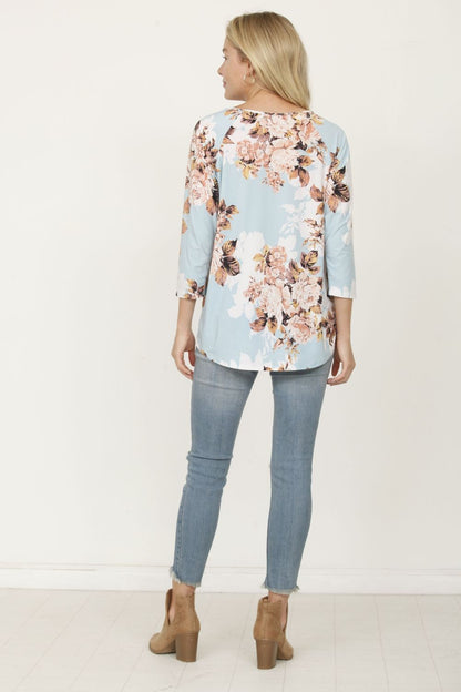 Floral Print Knotted Tunic Top (Plus Size)