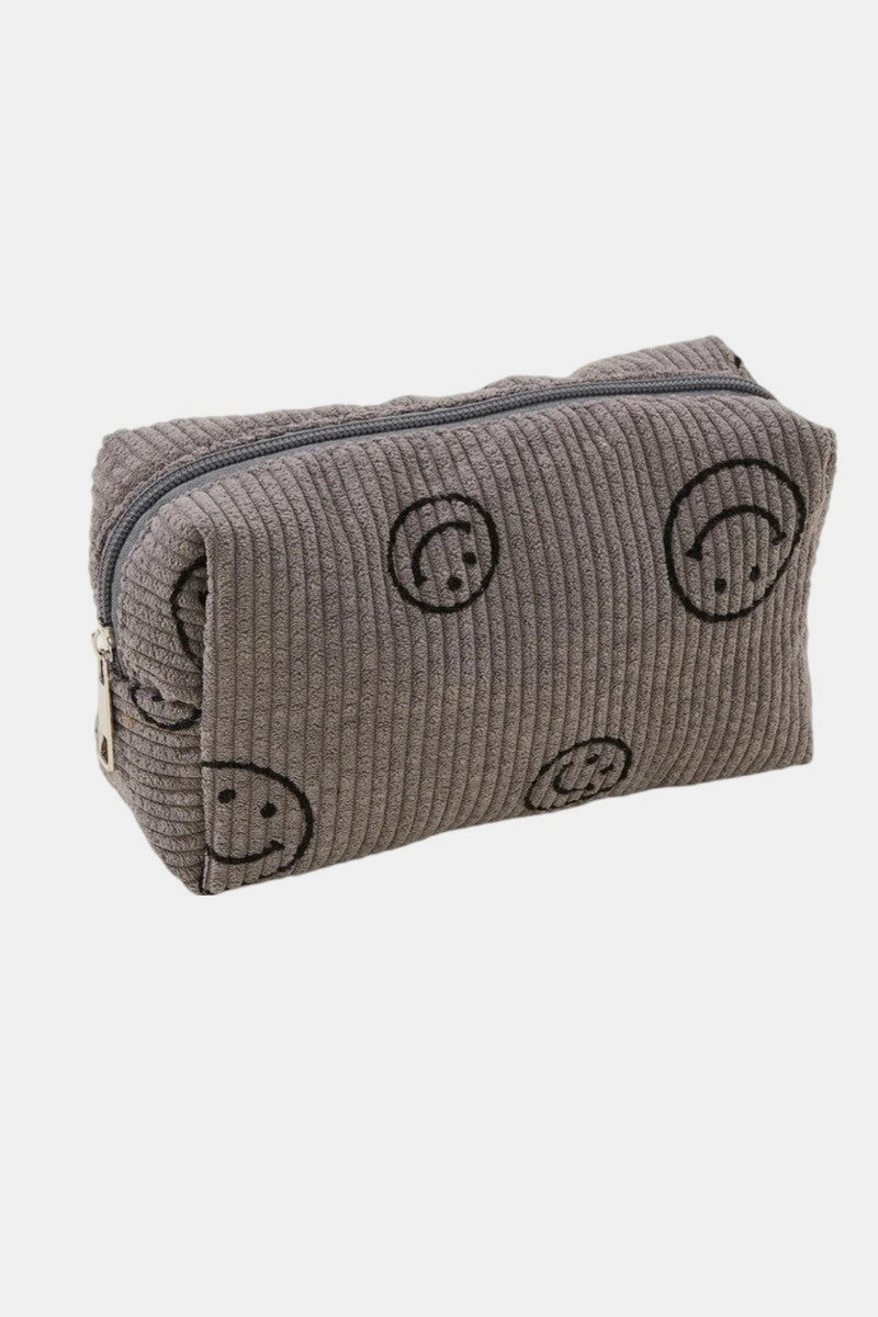 Zenana Smiley Face Corduroy Cosmetic Pouch