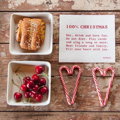 100% Christmas Swedish Dishcloth |  Red