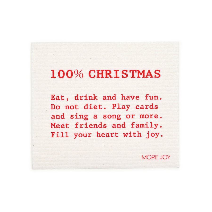 100% Christmas Swedish Dishcloth |  Red