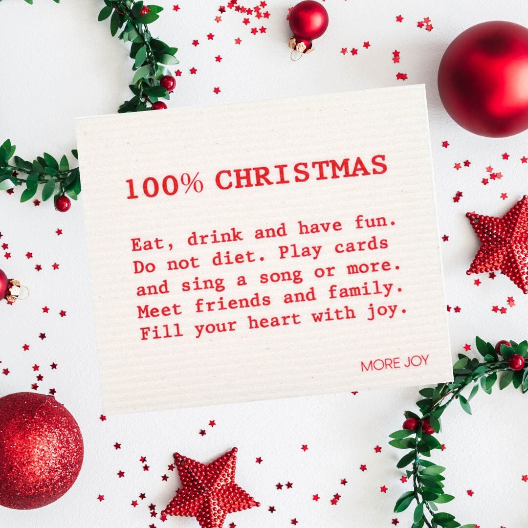 100% Christmas Swedish Dishcloth |  Red