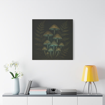 Dark Academia Mystical Mushrooms Wall Art - Vintage Style Canvas Botanical Poster