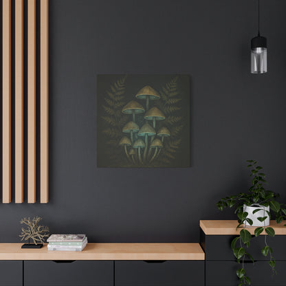 Dark Academia Mystical Mushrooms Wall Art - Vintage Style Canvas Botanical Poster