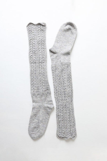 Leto Accessories Shell Stitch Crew Socks