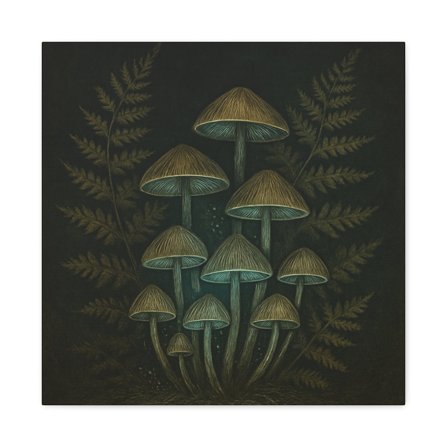 Dark Academia Mystical Mushrooms Wall Art - Vintage Style Canvas Botanical Poster