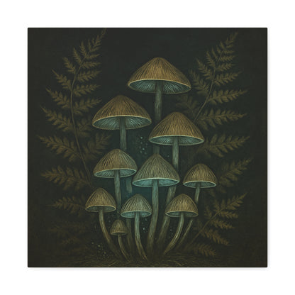 Dark Academia Mystical Mushrooms Wall Art - Vintage Style Canvas Botanical Poster