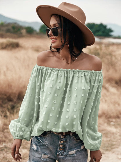 Miss Sparkling Off Shoulder Dotted Top