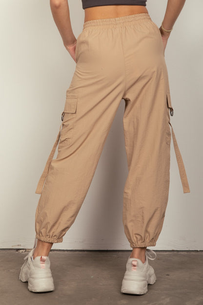 VERY J Elastic Waist Woven Cargo Pants